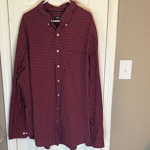 Izod Men's Big & Tall Checkered Button Down Shirt, Salmon/Coral & Navy Checkered